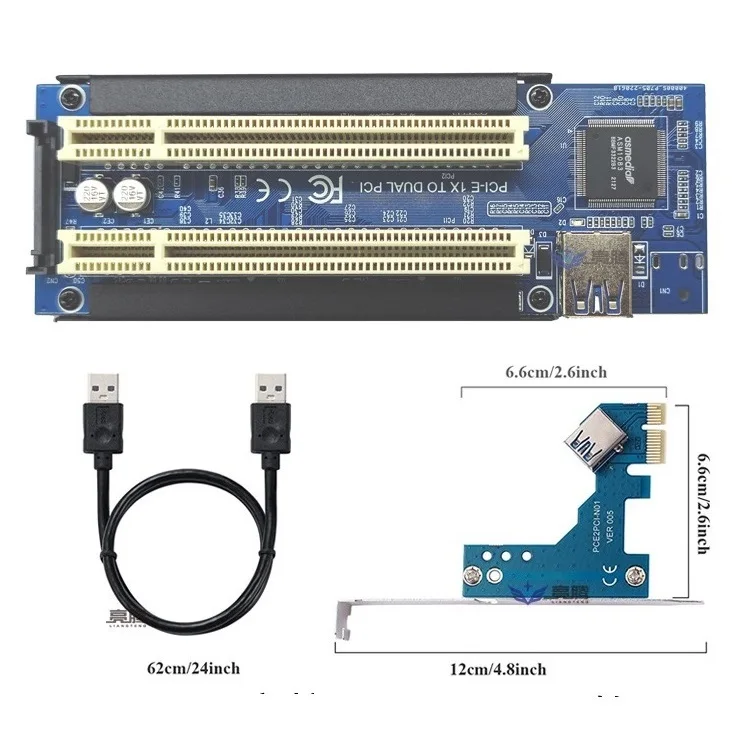 1X PCI-E Express X1 Dual PCI Riser Rozšířit Karty Adaptéru Modul Deska S USB 3.0 Kabel Pro Počítačové Desky Arduino Obrázek 0