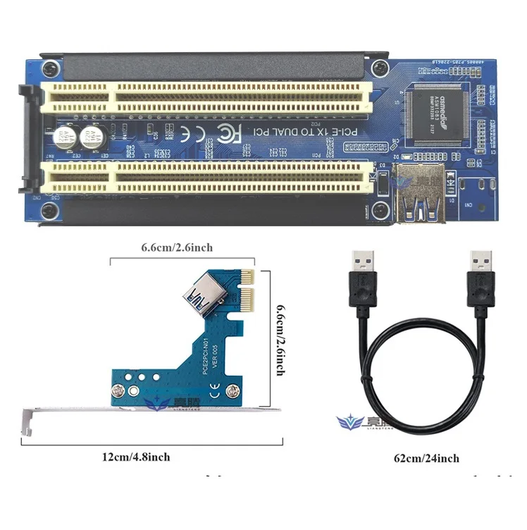 1X PCI-E Express X1 Dual PCI Riser Rozšířit Karty Adaptéru Modul Deska S USB 3.0 Kabel Pro Počítačové Desky Arduino Obrázek 1