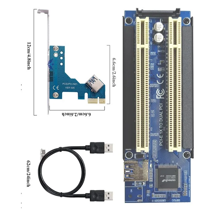 1X PCI-E Express X1 Dual PCI Riser Rozšířit Karty Adaptéru Modul Deska S USB 3.0 Kabel Pro Počítačové Desky Arduino Obrázek 2