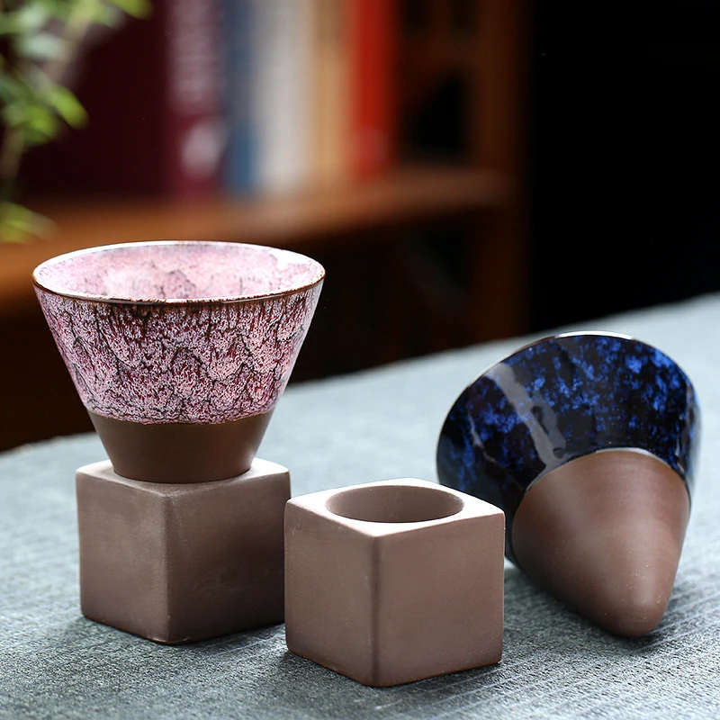 1ks Kreativní Retro Keramický Šálek na Kávu s podstavcem Vintage Hrubé Keramiky Šálek Čaje Japonský Porcelánový Šálek Kuchyně Sklenice Dodávky Obrázek 0