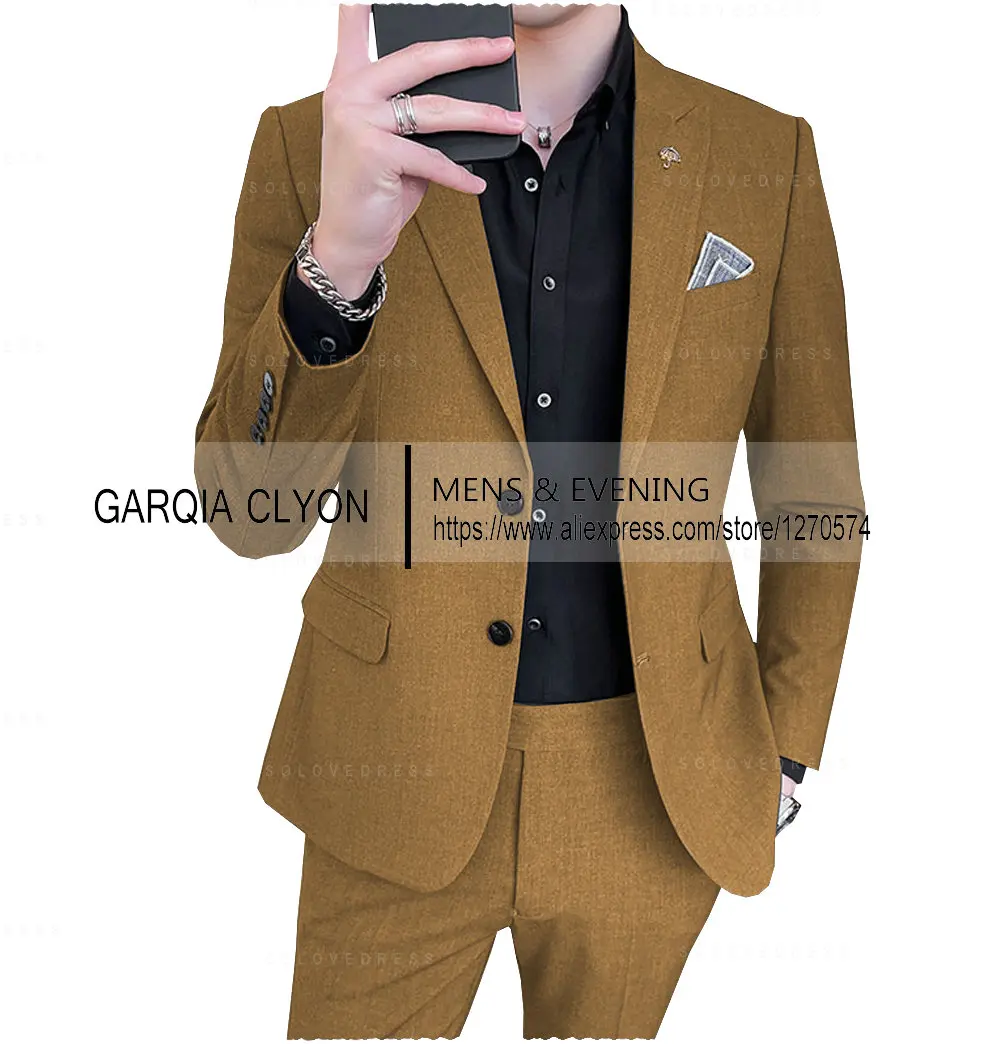 (Bunda+Kalhoty) Módní Pánské Čisté Barvy Obleky Šedá Modrá Černá Slim Fit Muže Business Hostinu Oblek Set Plus Velikosti Obrázek 3