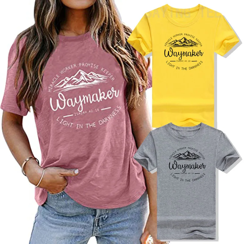 Christian Košile pro Ženy Waymaker zázraky Promise Keeper T-Shirt Křesťanské Dárek Tee Víru Bohu, Módní Grafický Oblečení Obrázek 0