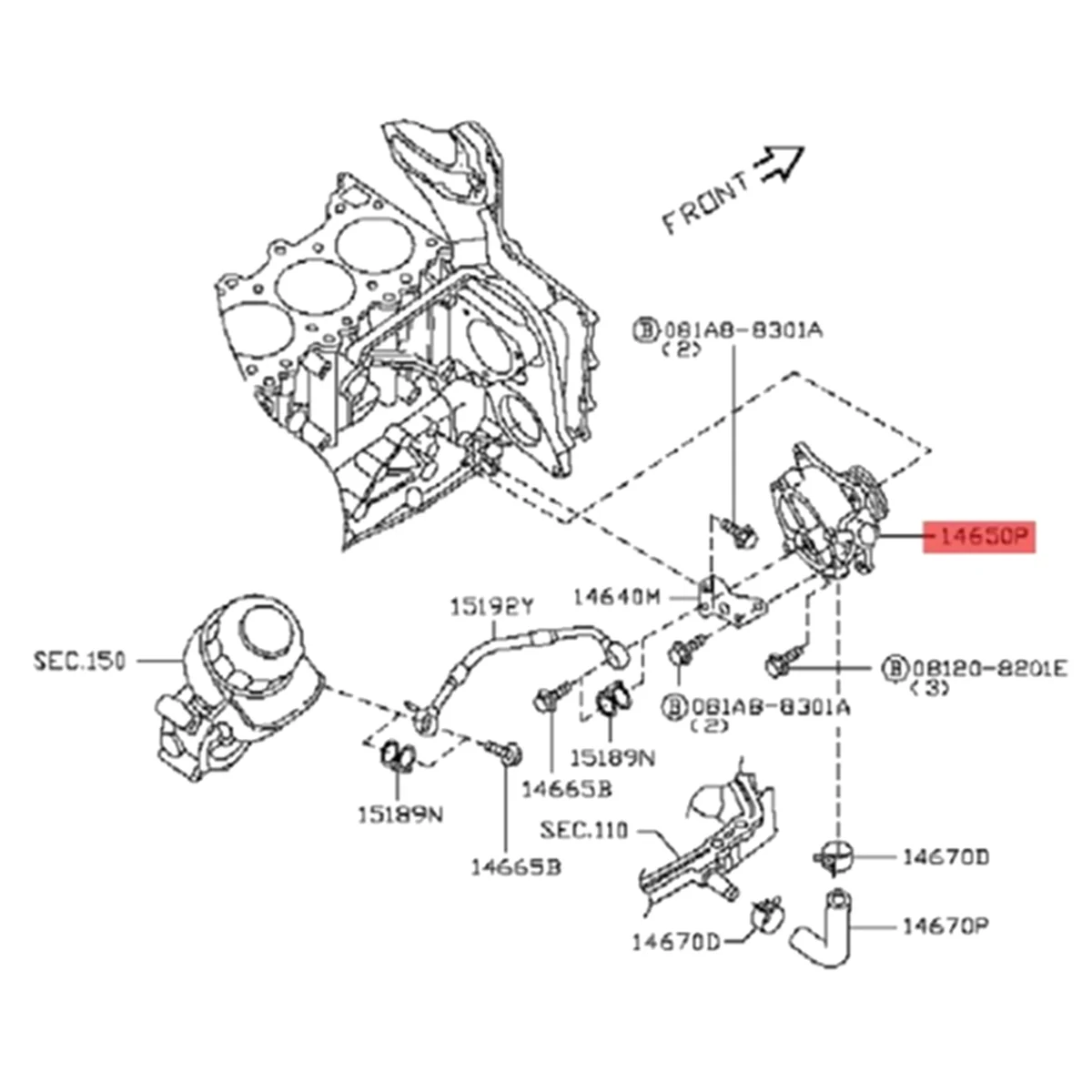 Motor, Brzdy Montážního celku Podtlakového Čerpadla pro Nissan Navara D40/Pathfinder R51 2005-2012 14650-EB70A 114650-EB300 Obrázek 2