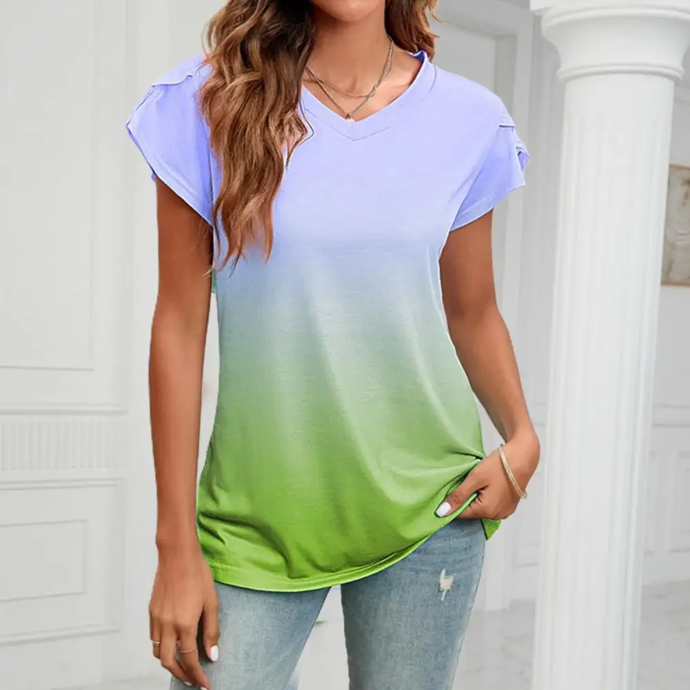 Módní Ženy, v Létě T-shirt Volné Měkké Lady T-shirt Barva Odpovídající Letní Halenka Obrázek 5