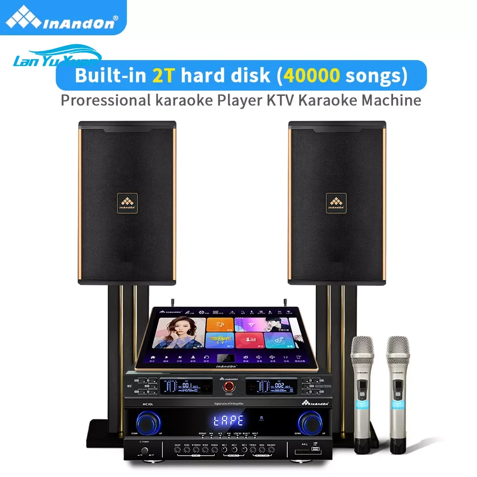 Profesionální Karaoke Systém InAndOn 2TB, Karaoke Přehrávač, Set Bezdrátový Mikrofon Systém domácího kina Přenosný Karaoke Stroj Obrázek 1