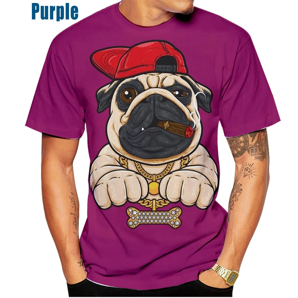Pánské Cool Mops Pes Vzor 3D Tištěné T-Košile Krátký rukáv Módní Ležérní Zábavná Trička Topy Zvíře, Pes, T-Shirt Obrázek 2