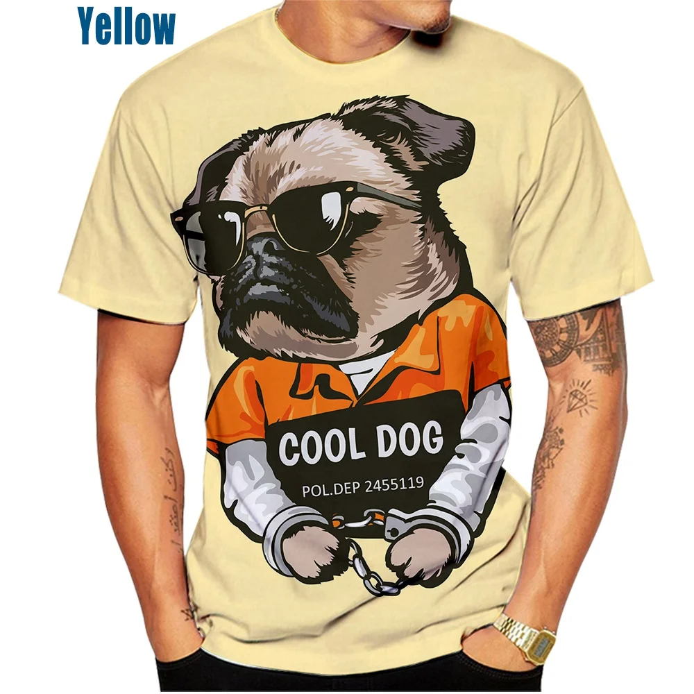 Pánské Cool Mops Pes Vzor 3D Tištěné T-Košile Krátký rukáv Módní Ležérní Zábavná Trička Topy Zvíře, Pes, T-Shirt Obrázek 3