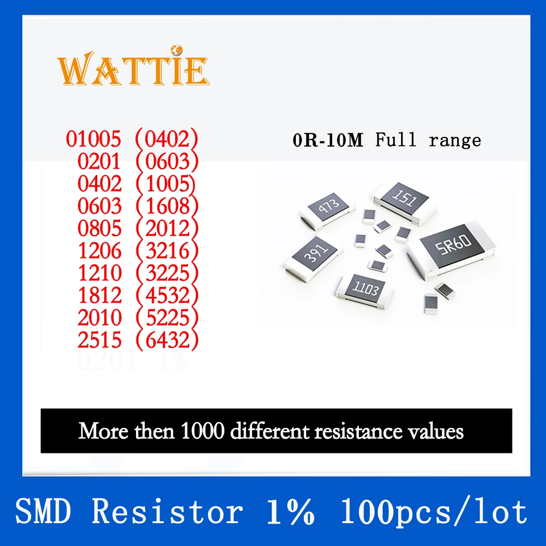 SMD Rezistor 0201 1% 10K 10.2 K 10.5 K 10.7 K 11K 11.3 K 11.5 K 100KS/lot čipové rezistory 1/20W 0,6 mm*0,3 mm Obrázek 3